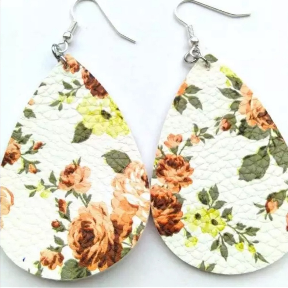 Host Pick! Peach/Yellow Floral Teardrop Earrings